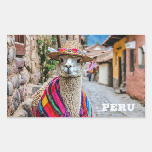 Peru Llama Rechthoekige Sticker (Voorkant)