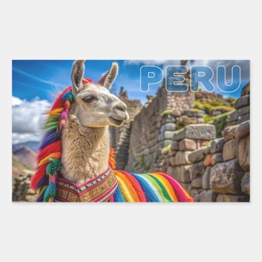 Peru Llama Rechthoekige Sticker (Voorkant)