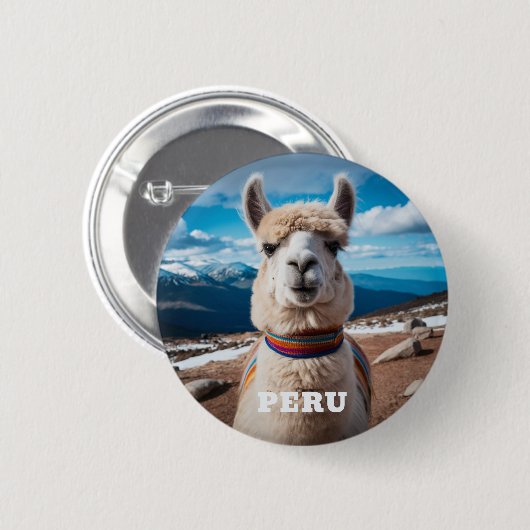 Peru Llama Ronde Button 5,7 Cm (Voorkant /achterkant)