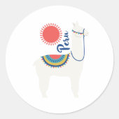 Peru Llama Ronde Sticker (Voorkant)