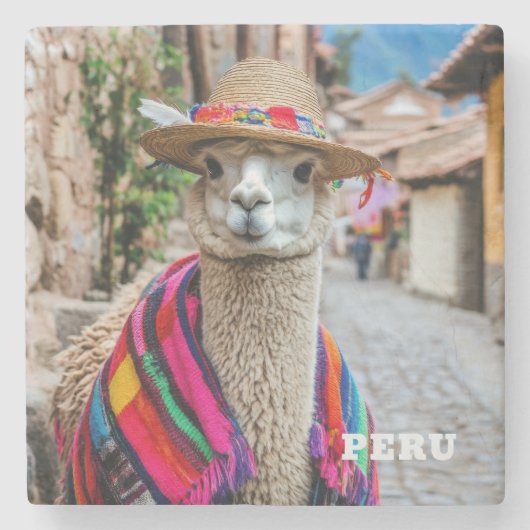Peru Llama Stenen Onderzetter (Voorkant)
