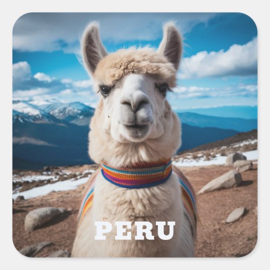 Peru Llama Vierkante Sticker (Voorkant)