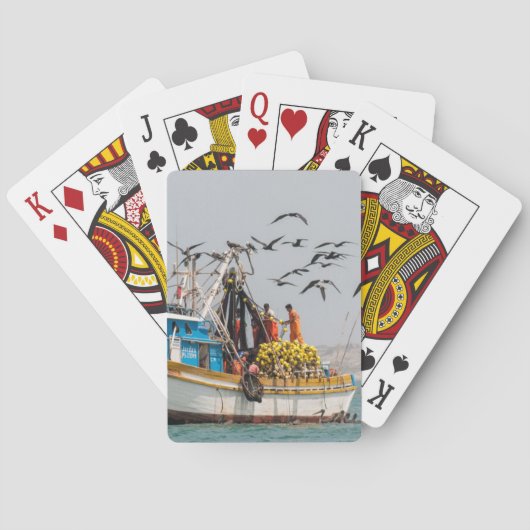 Peru, Los Organos. Gevist Boat in Los Organos Pokerkaarten (Achterkant)