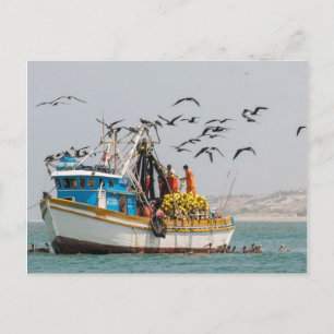 Peru, Los Organos. Vissersboot in Los Organos Briefkaart