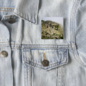 Peru, Machu Picchu. De oude citadel van Machu Vierkante Button 5,1 Cm (In situ)