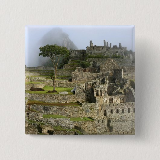 Peru, Machu Picchu. De oude citadel van Vierkante Button 5,1 Cm (Voorkant)