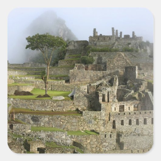 Peru, Machu Picchu. De oude citadel van Vierkante Sticker (Voorkant)