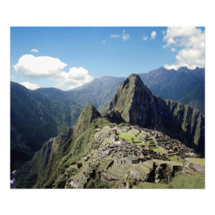Peru, Machu Picchu, de oude verloren stad Foto Afdruk