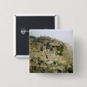 Peru, Machu Picchu. Het oude citadel van Machu Vierkante Button 5,1 Cm (Voorkant /achterkant)