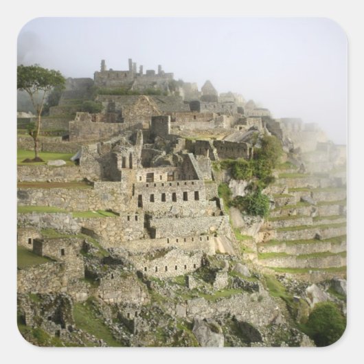 Peru, Machu Picchu. Het oude citadel van Machu Vierkante Sticker (Voorkant)