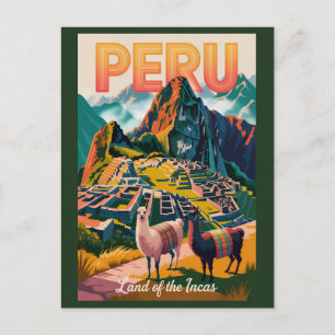 Peru Machu Picchu Illustratie Reis Kunst Vintage Briefkaart