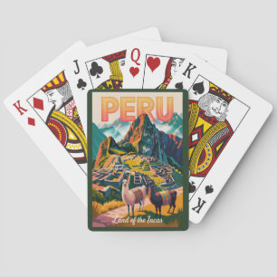 Peru Machu Picchu Illustratie Reis Kunst Vintage Pokerkaarten