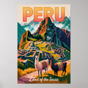 Peru Machu Picchu Illustratie Reis Kunst Vintage Poster