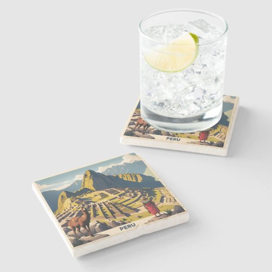 Peru Machu Picchu Stenen Onderzetter (Zijkant)
