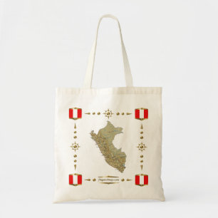 Peru Map + Flagzak Tote Bag