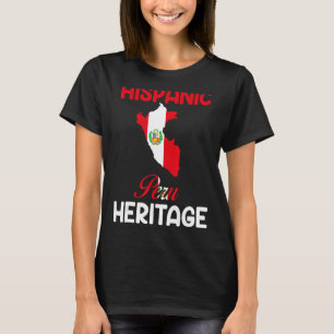 Peru Map Peru Flag Hispanic Heritage Latijnse maan T-shirt