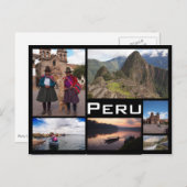 Peru meerdere afbeelding collage zwart briefkaart (Voorkant / Achterkant)