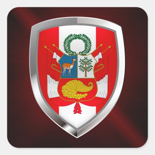 Peru Metallic Emblem Vierkante Sticker (Voorkant)