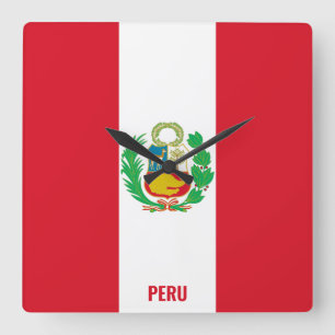 Peru National Flag Patriotic Vierkante Klok