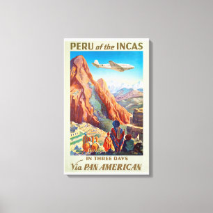 Peru of the Incas Vintage Travel Poster Art Canvas Afdruk