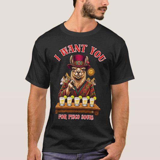 Peru Oom Sam Llama Pisco Sour Inka 1821 T-shirt (Voorkant)