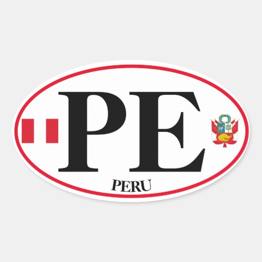 Peru Oval Sticker, euroachtig Ovale Sticker (Voorkant)