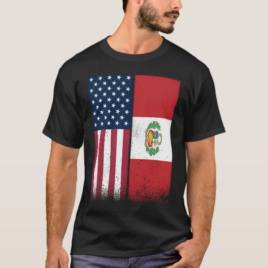 Peru Peruaanse Amerikaanse vlaggen Trots USA Peru T-shirt (Voorkant)