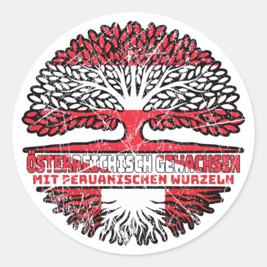 Peru Peruanisch Österreichisch Österreich Baum Ronde Sticker (Voorkant)