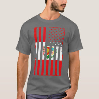 Peru Peruviaanse Amerikaanse vlag Mannen Vrouwen K T-shirt