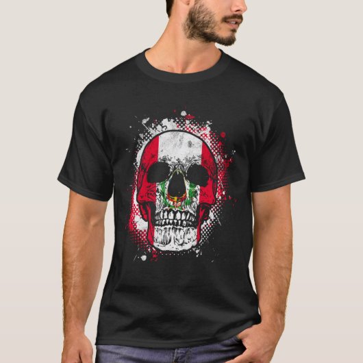 Peru Peruviaanse Vlag Schedel T-shirt (Voorkant)