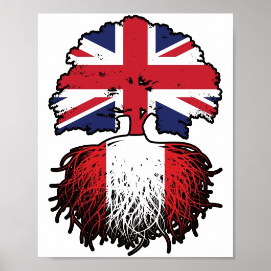 Peru Peruvian British Tree Roots Flag Poster (Voorkant)