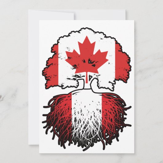 Peru Peruvian Canadian Canada Tree Roots Flag Kaart (Voorkant)