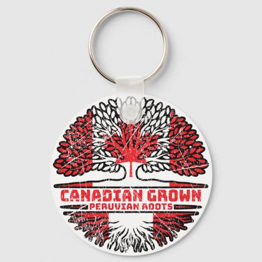Peru Peruvian Canadian Canada Tree Roots Flag Sleutelhanger (Voorkant)