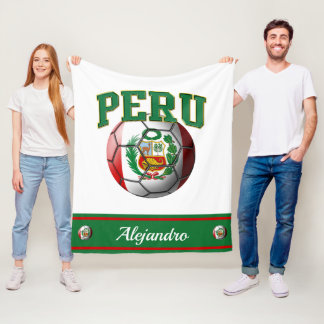 Peru Peruvian Flag Voetbal | Naam Fleece Deken
