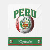 Peru Peruvian Flag Voetbal | Naam Fleece Deken (Voorkant)