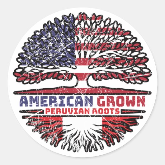 Peru Peruvian US American USA United States Tree Ronde Sticker (Voorkant)