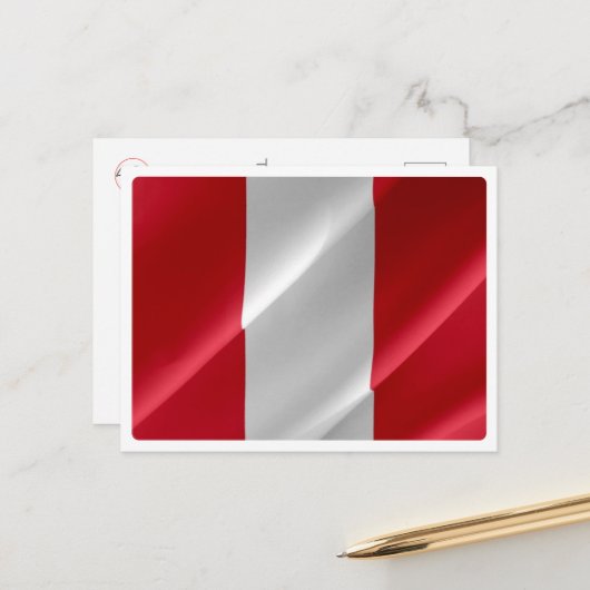 Peru - Peruvian Waving Flag - Briefkaart (Voorkant / Achterkant in situ)