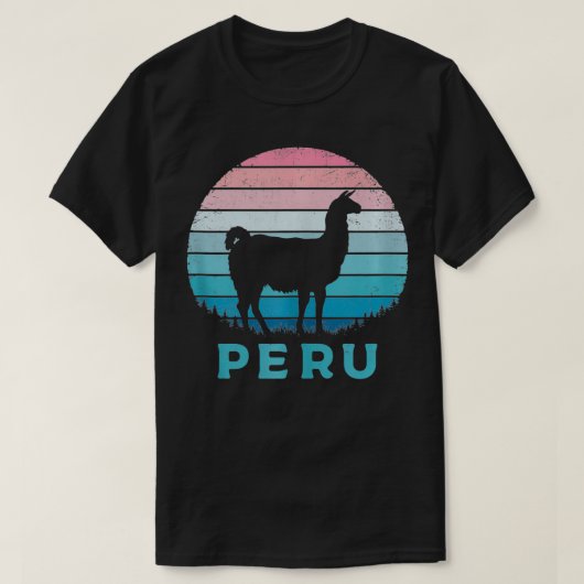 Peru Retro Llama Machu Picchu Alpaca Zuid T-shirt (Design voorkant)
