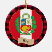 Peru, Rode buffalo-pleister en Peruaanse vlag Keramisch Ornament (Voorkant)