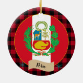 Peru, Rode buffalo-pleister en Peruaanse vlag Keramisch Ornament (Achterkant)