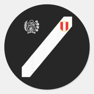 Peru Rode Shirt Peruviaanse Vlag Escudo Retro Voet Ronde Sticker