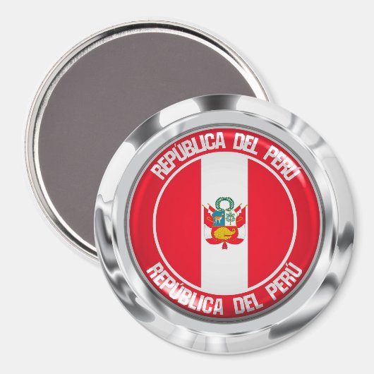 Peru Round Emblem Magneet (Voorkant / Achterkant)