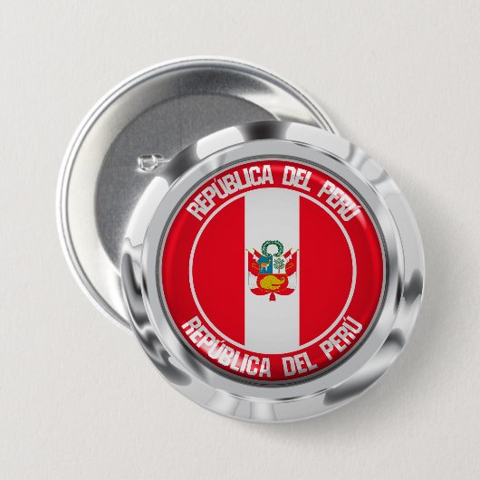 Peru Round Emblem Ronde Button 7,6 Cm (Voorkant /achterkant)