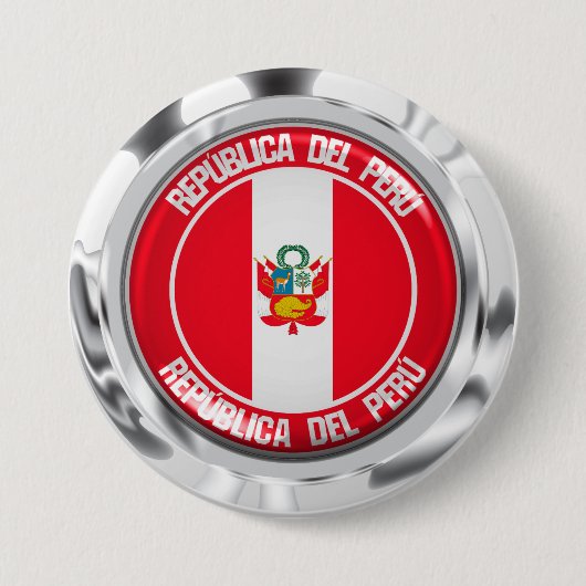 Peru Round Emblem Ronde Button 7,6 Cm (Voorkant)