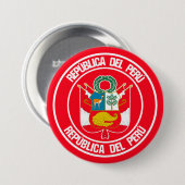 Peru Round Emblem Ronde Button 7,6 Cm (Voorkant /achterkant)