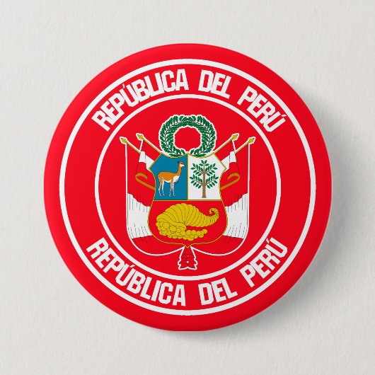 Peru Round Emblem Ronde Button 7,6 Cm (Voorkant)