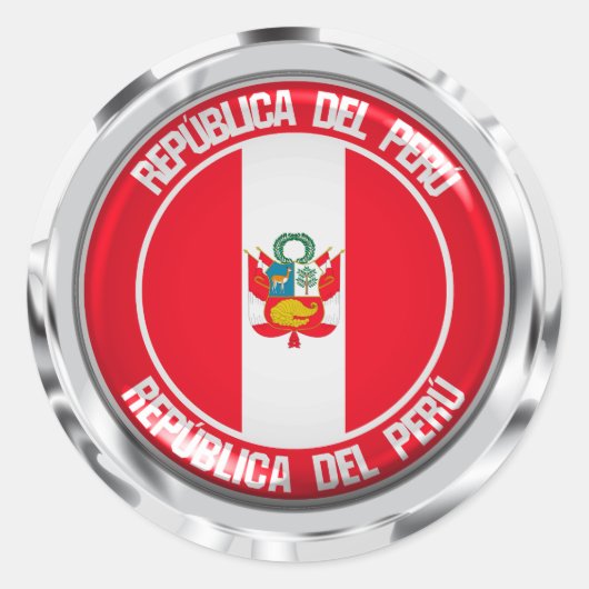 Peru Round Emblem Ronde Sticker (Voorkant)