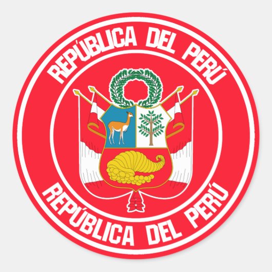 Peru Round Emblem Ronde Sticker (Voorkant)