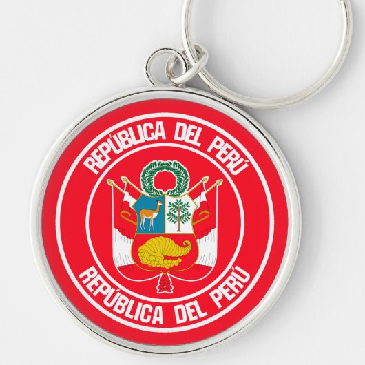 Peru Round Emblem Sleutelhanger (Voorkant)