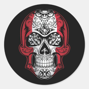 Peru Skull en Rozen vlag Ronde Sticker